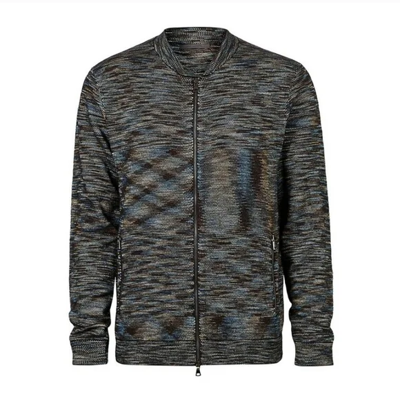 John Varvatos Collection Men's Sylvan Baseball Jacket Space Dyed Blue Topaz M - Picture 4 of 16